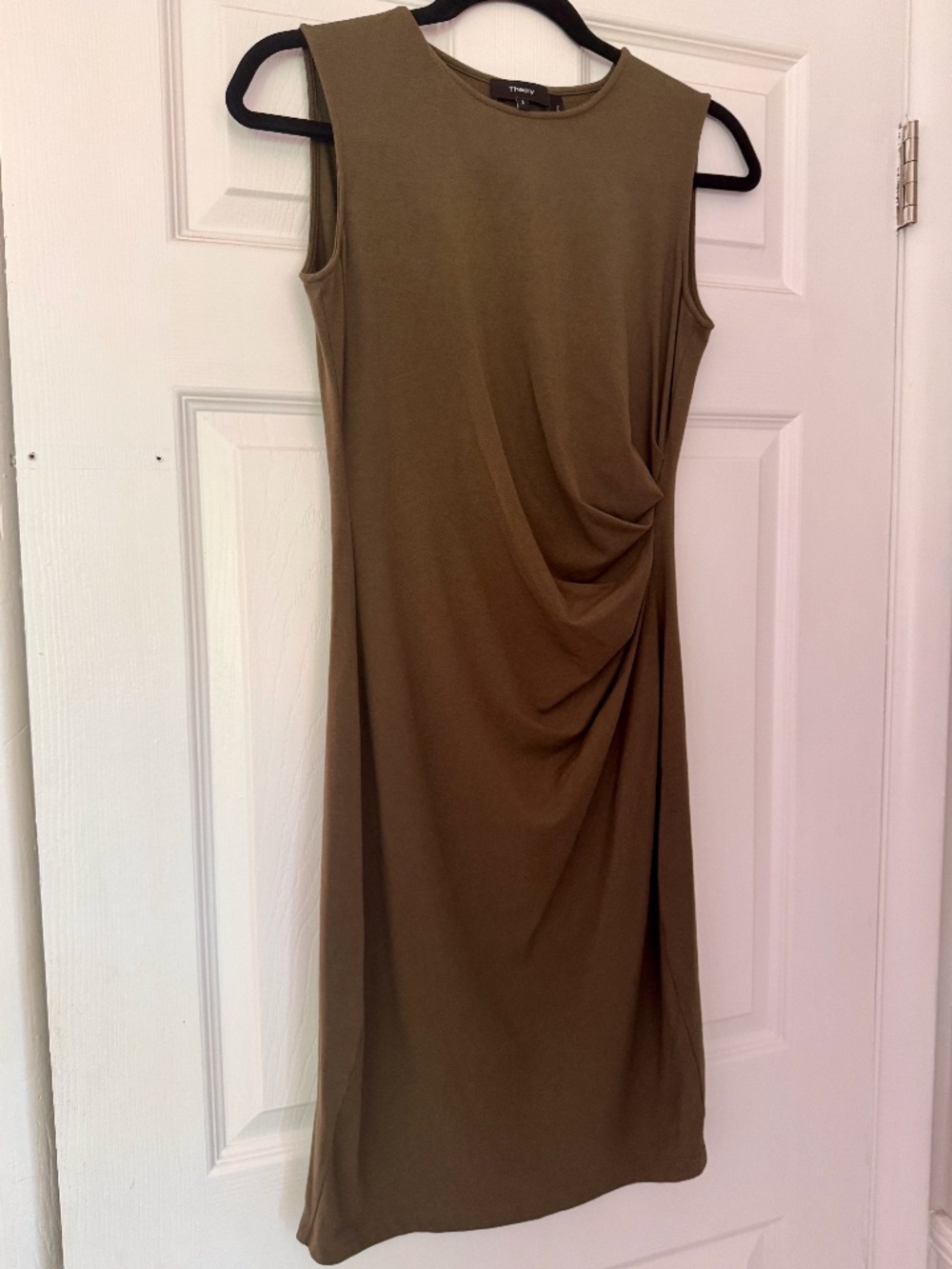 Theory Jorainna SL2 Rubric cotton blend sleeveless sheath dress in Bonsai